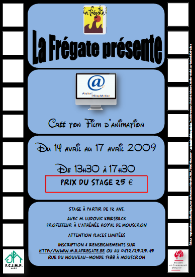 affiche istopmotion Stages de Pâques   Crée ton film danimation   du 14 avril au 17 avril
