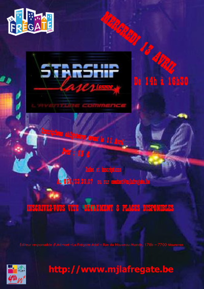 AFFICHE STARSHIPLASER 13AVRIL Sortie StarshipLaser
