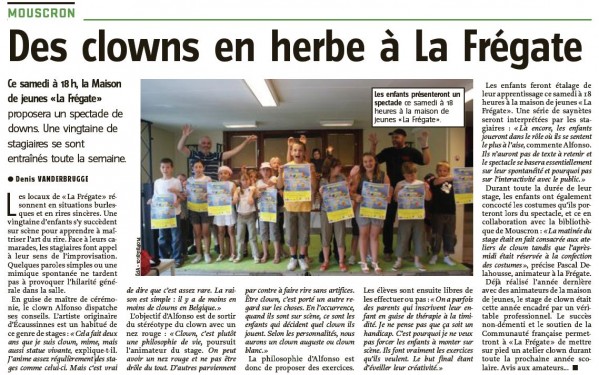 lavenir 8juillet2011 clown e1310108752542 Des clowns en herbe à La Frégate   lavenir.net