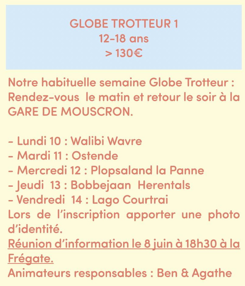 GLOBE TROTTER 1 SITE INTERNET  Semaine GLOBE TROTTER